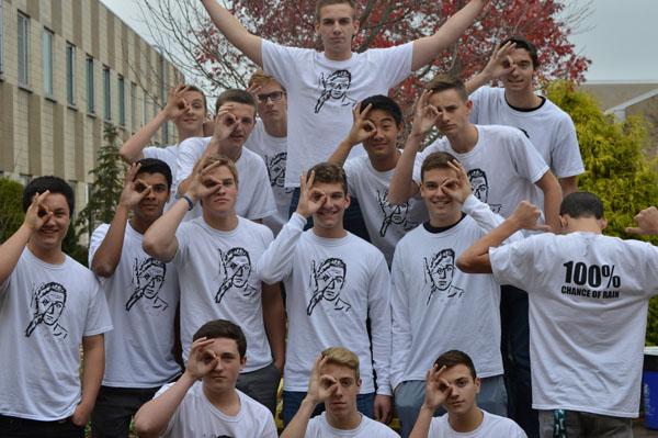 The Shnake shirt unites all fans of Sean Plaskon. Bottom row- Connor Dillon, Brett Magliaro, Matt Didomenico. Middle row- Sam Wakai, Vinay Mantha, Mike Grabon, Max Guidice, David Ely. Top row- Kyle Hurley, Brendan Griswold, Phil Masiakowski, Sean "Shnake" Plaskon, Elias Ku, Cole Norfleet. Kyle Jeney.