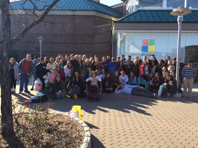 The Peer Plus team at this year's shopping adventure. Each year Peer Plus members escort special education students to the Bridgewater-Commons Mall.