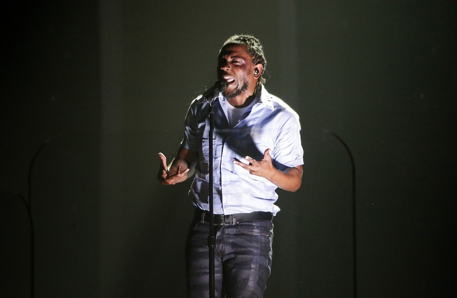 Kendrick Lamar performs at the 58th Annual Grammy Awards on Monday, Feb. 15, 2016, at the Staples Center in Los Angeles.