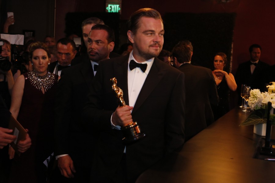 Leonardo DiCaprio at the engraving station at the 88th Academy Awards Governors Ball on Sunday, Feb. 28, 2016 at the Hollywood & Highland Center in Hollywood. 