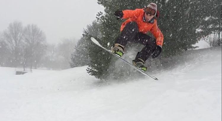 Sophomore Travis Finetto shreds the slopes behind CVS in Hillsborugh, NJ following the biggest snow storm of this winter.