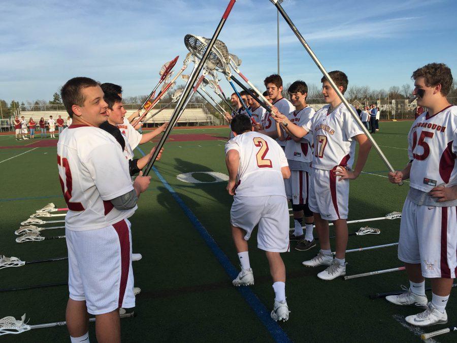 Starting senior goalie Thomas Mahoney stumbles his way through the tunnel towards his awaiting parents. 