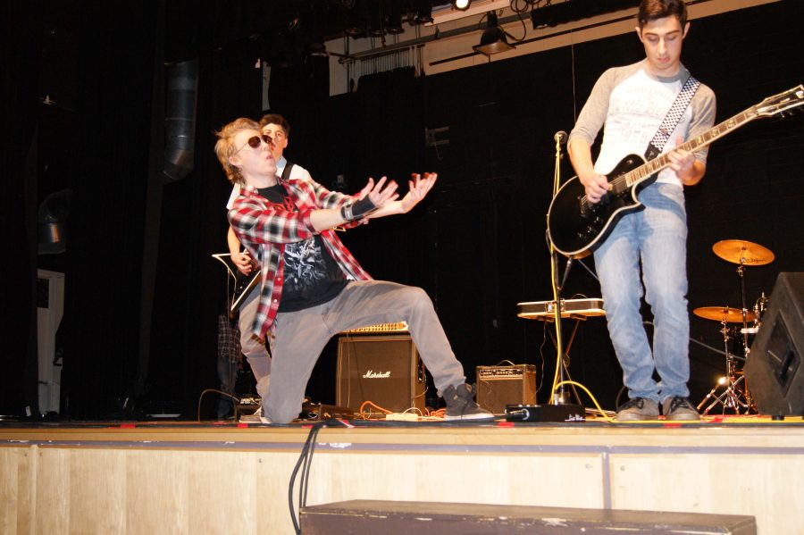 Seniors Brendan Szabo, Joe Caponegro, and Tyler Byrk closed Battle of the Bands on Friday night.