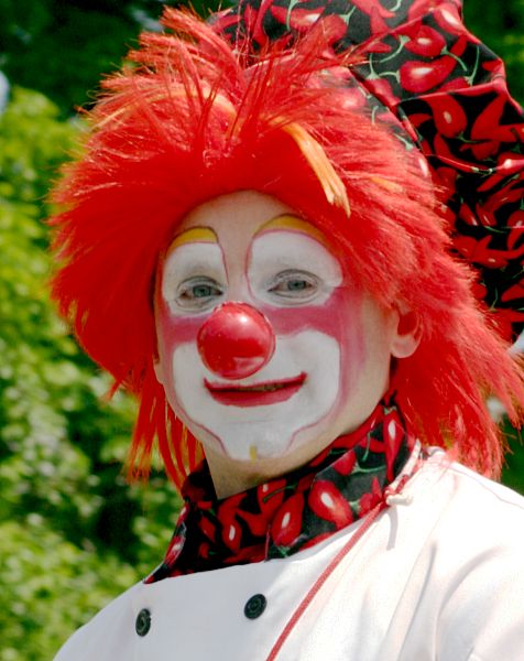 A clown participating in a Memorial Day parade, 2004.