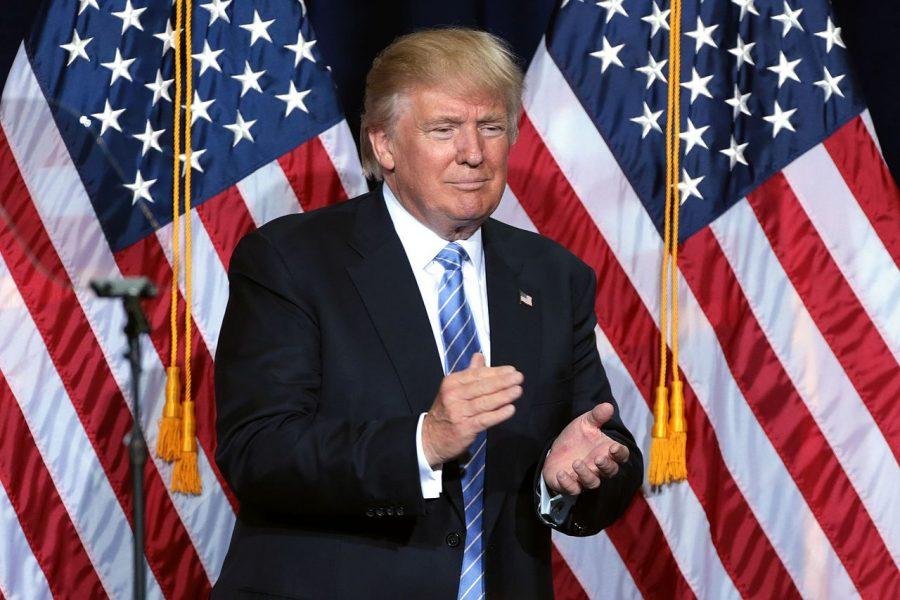 Donald Trump speaking to supporters at an immigration policy speech at the Phoenix Convention Center in Phoenix, Arizona.