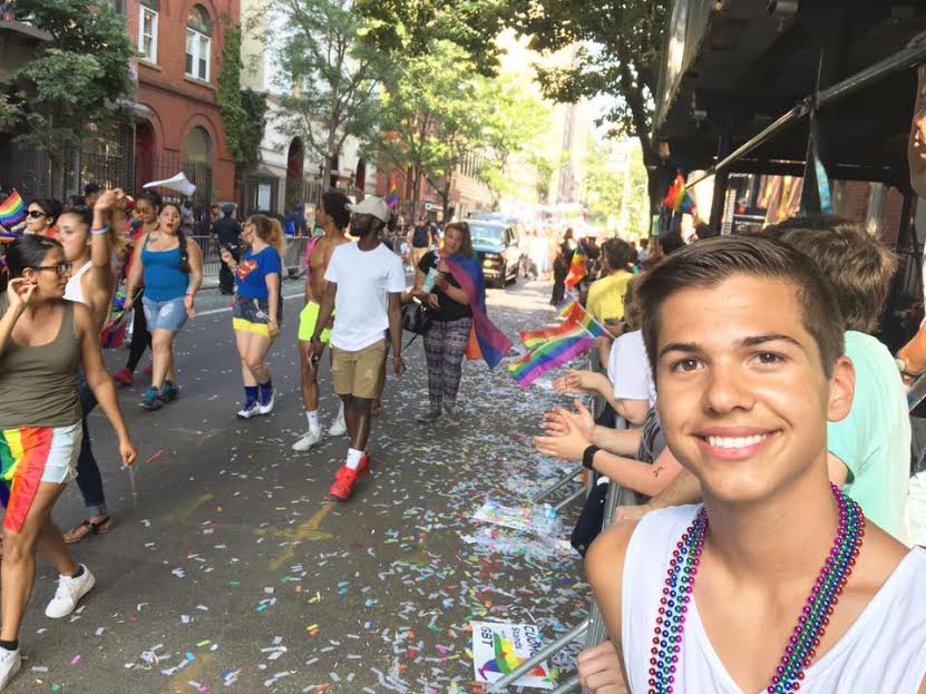 Senior Grant Gibbs at the NYC Pride Parade in June.