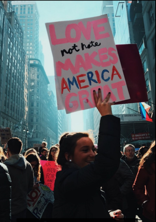 New Jersey teenager Addie Schmitt of Ridge High School participated in the Women's March.