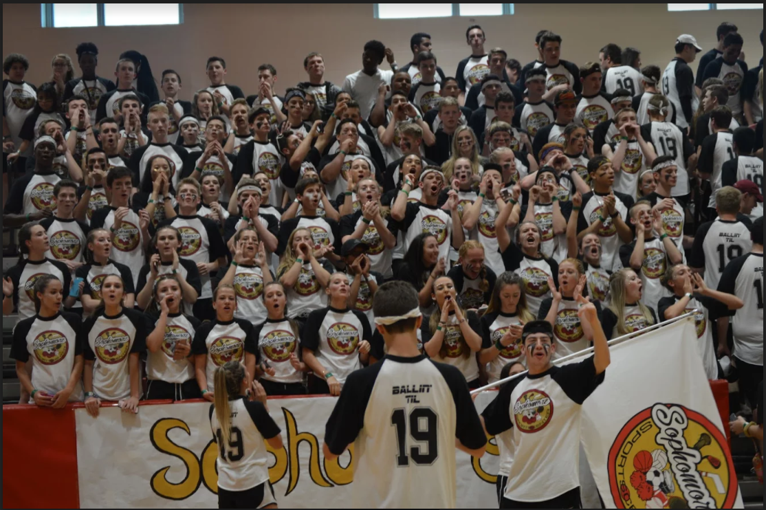 Sophomore Sportscenter gets hyped at the start of Spirit Night. They ended up winning Spirit Night.