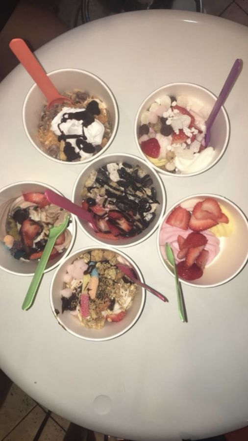 The variety of toppings at Fruity Yogurt are eclectic, to say the least.