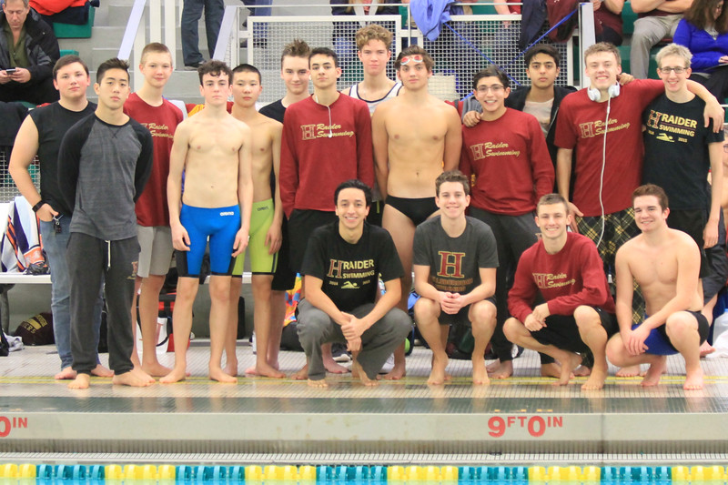 The boys swim team poses for a picture ahead of the Skyland Conference meet.