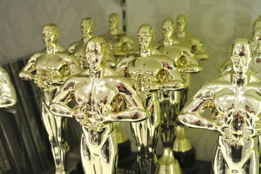 The Oscar statues were lined up prior to the night's festivities in Hollywood, California.