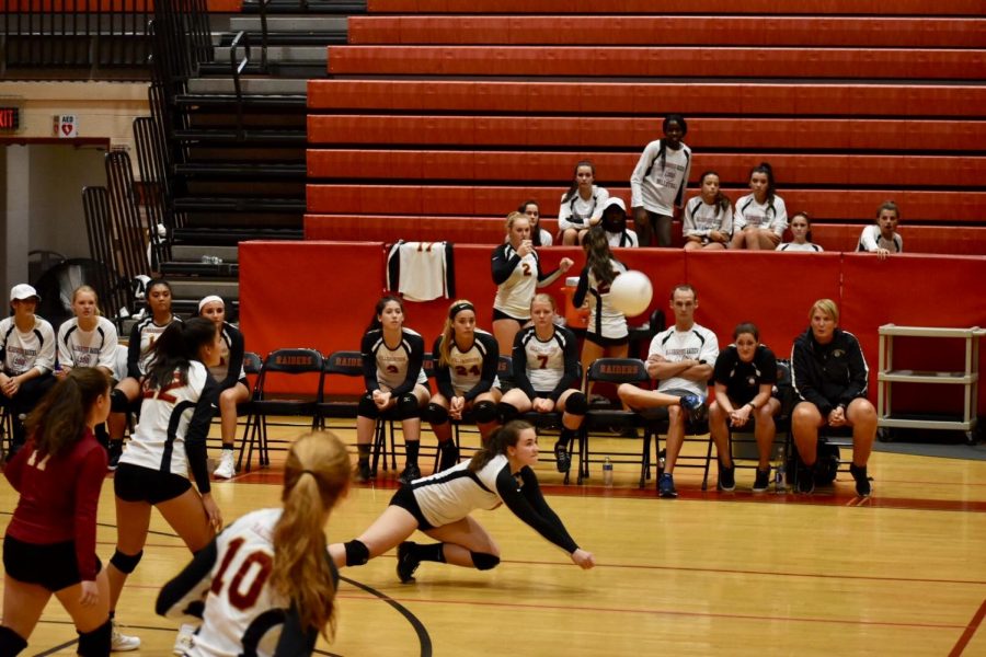 JSenior uliana Vierbuchen digs a ball served by opponent Hunterdon Central. 