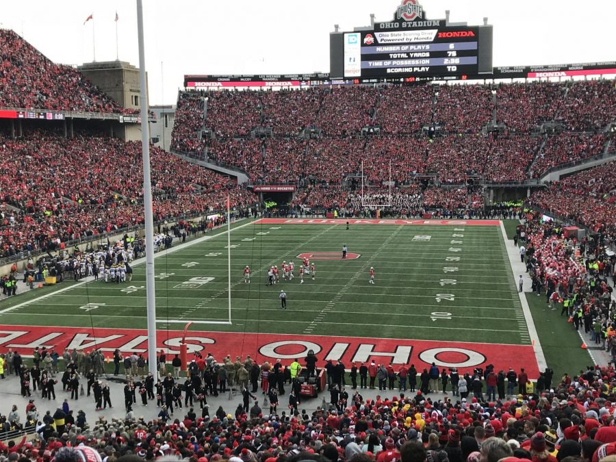 The beauty of the Ohio State's stadium during game time.