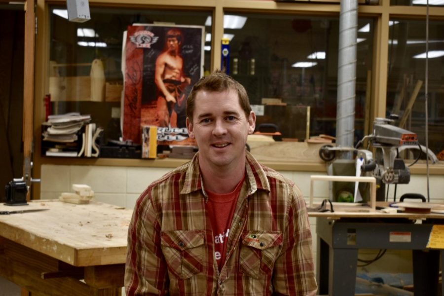 Eric Rosenthal poses in his woodshop. Rosenthal is a respected educator who consistently challenges his students to be their best.