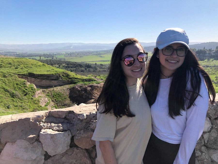 Juniors Lindsey Skole and Talia Rubin pose in Israel on a class field trip.