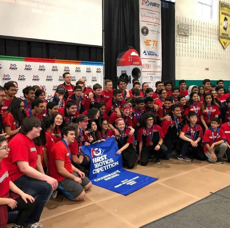 The Robotics Team after  their win at their weekend tournament.