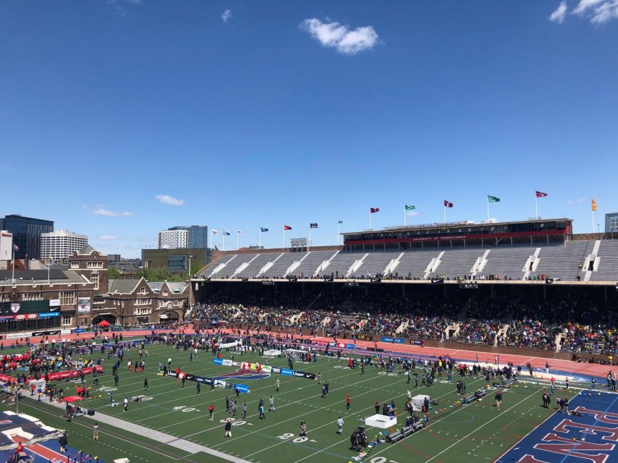 A picture of Franklin Field during Penn Relays. 