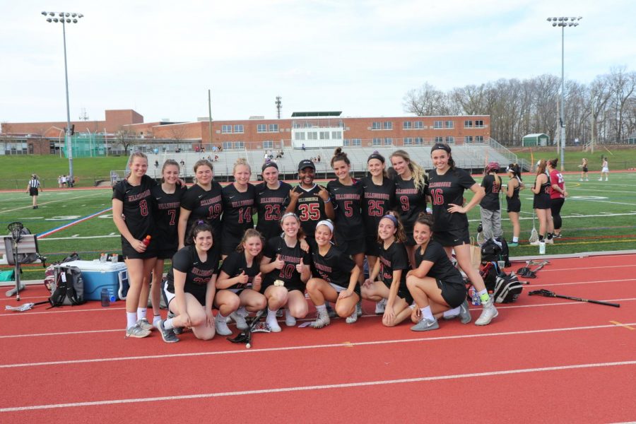 Raider girls lax after a 8-7 win against Basking Ridge earlier in the season.