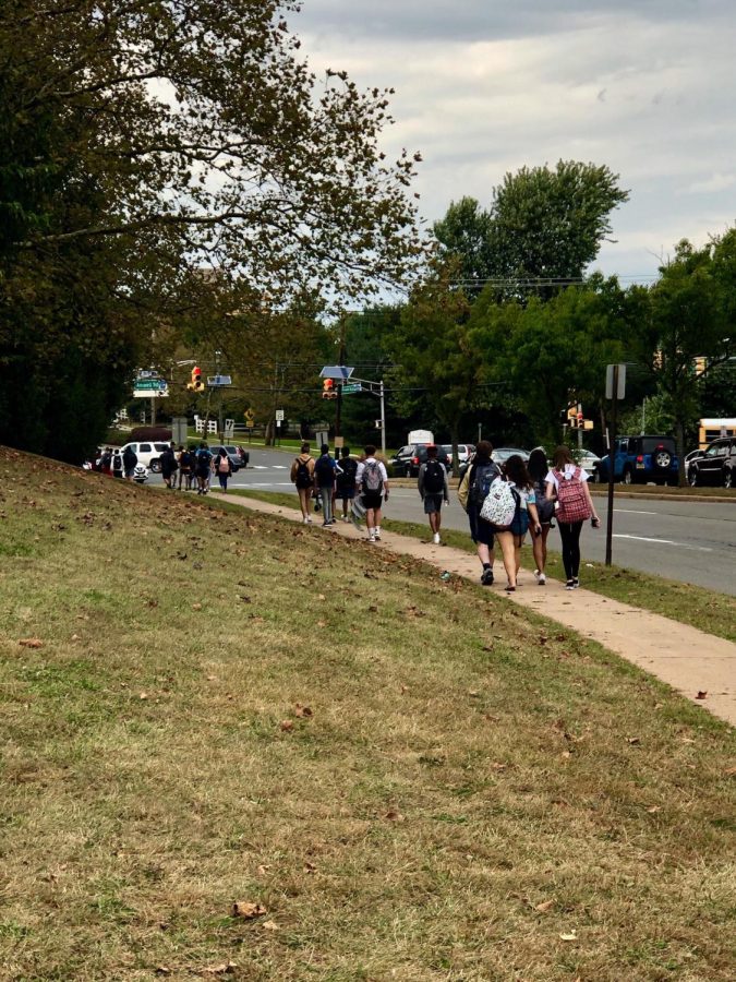 HHS students walk home after school in great numbers.