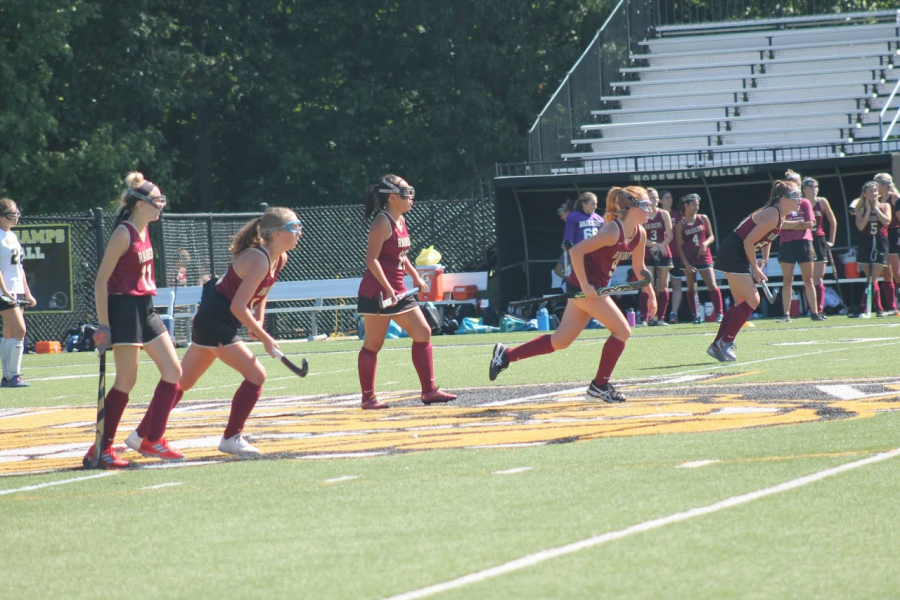 The Raiders attack the goal on a corner play against Hopewell Valley.