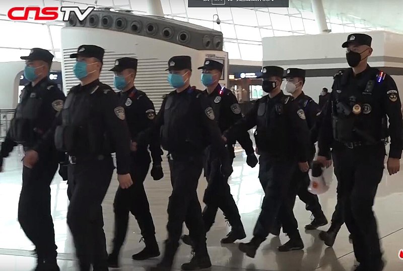 Policemen in China wearing masks in Wuhan due to the Coronavirus outbreak.
photo via Wikimedia Commons under creative commons license