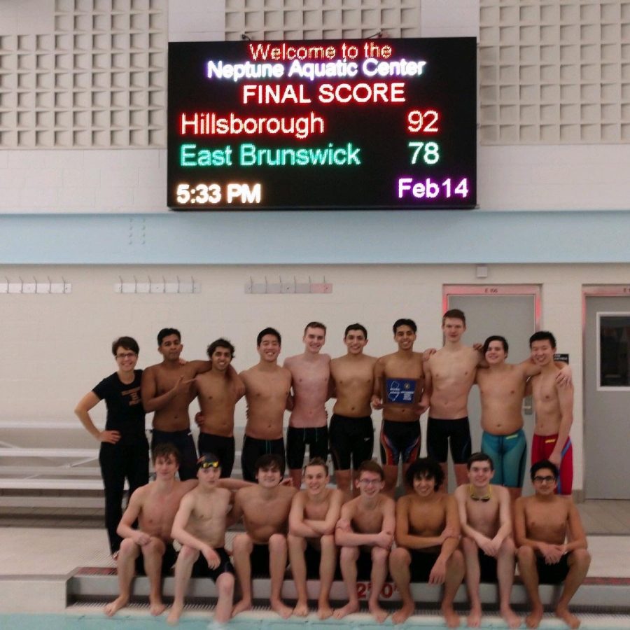 The Hillsborough boys swim team after winning the sectional championship.