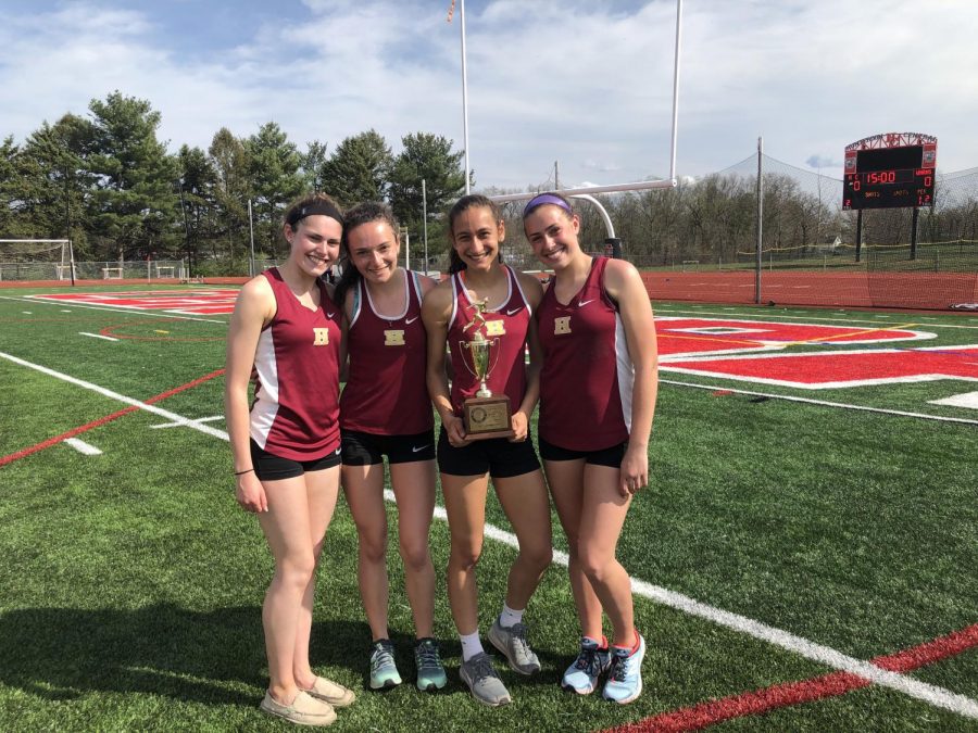 Members of the 2019 girls track team after the Skyland Conference Relays.
