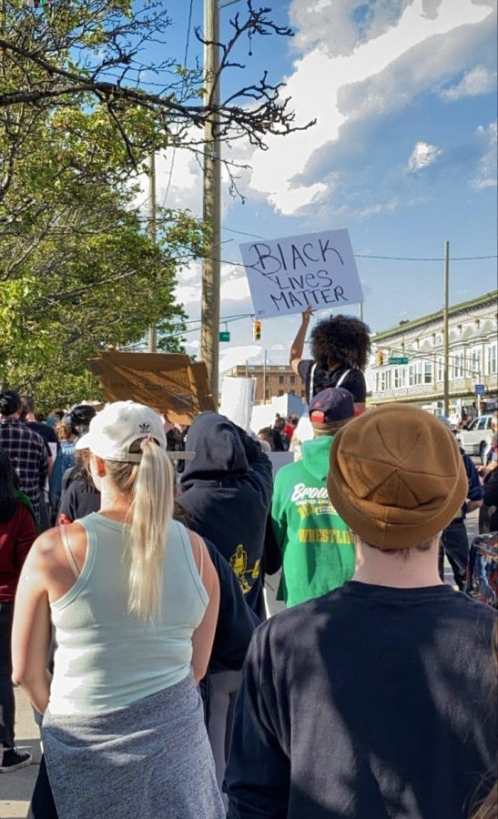 Protesters gather in Asbury Park, New Jersey.