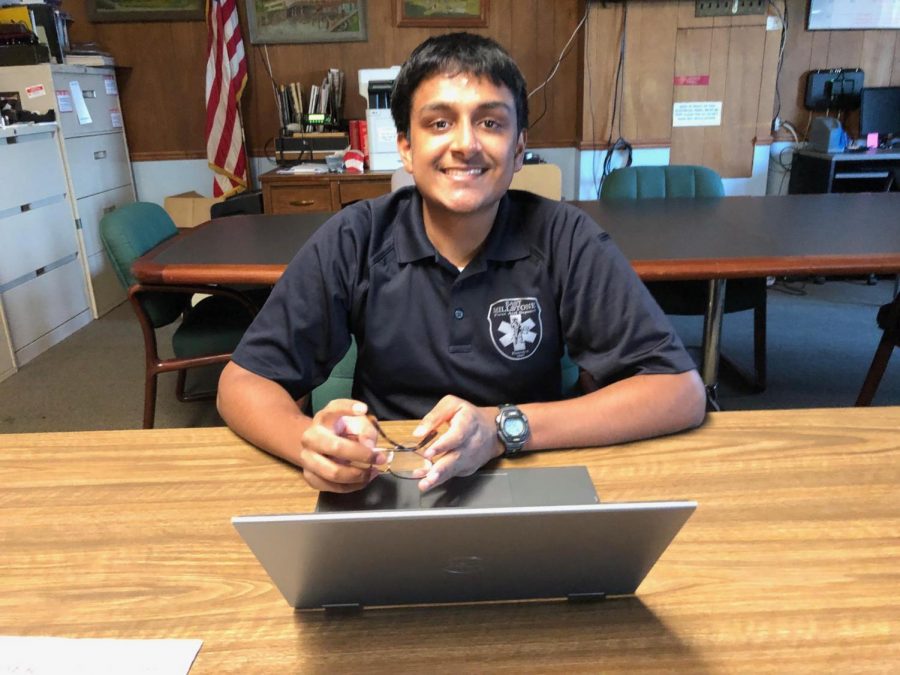 Senior Aravind Krishnan volunteering as an EMT this summer.