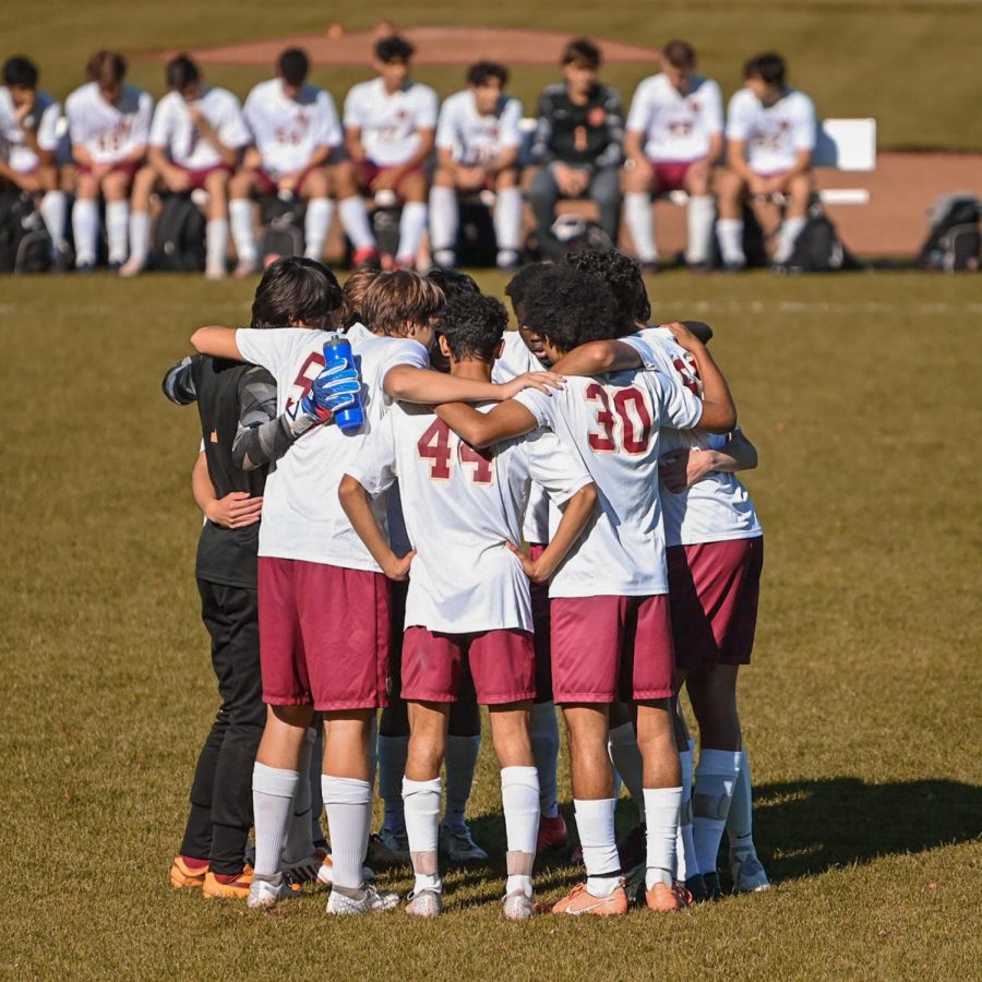 Boys Soccer rallying at their game against Pingry on Oct. 17.