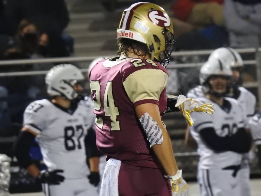 Senior Sean Levoniatis gets ready for the next play.