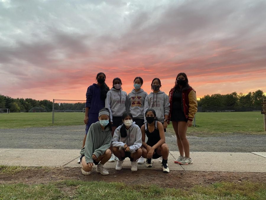 Emily Pan with her fellow tennis teammates.