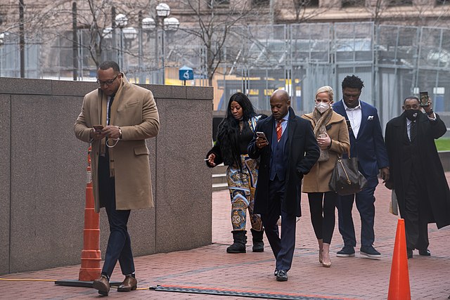 The family of George Floyd leaves the Hennepin County Government Center after the trial in Minneapolis on April 20, 2021. 