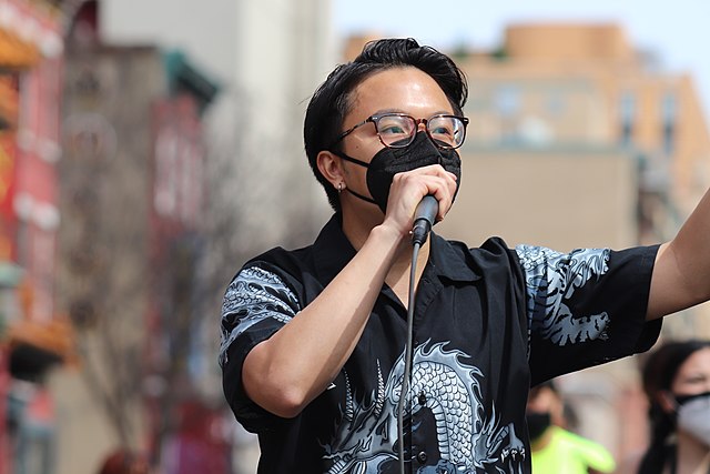 A man protests at rally in Washington DC on March 27.