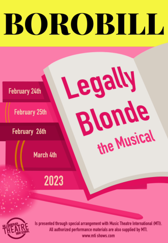 Legally Blonde the Musical playbill cover, designed by senior Charlotte Bruchey.