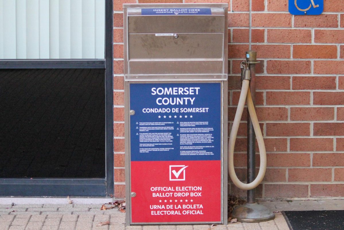 A Somerset County Election Ballot Drop Box stands outside of the Hillsborough Municipal Building as an option for early votiing.