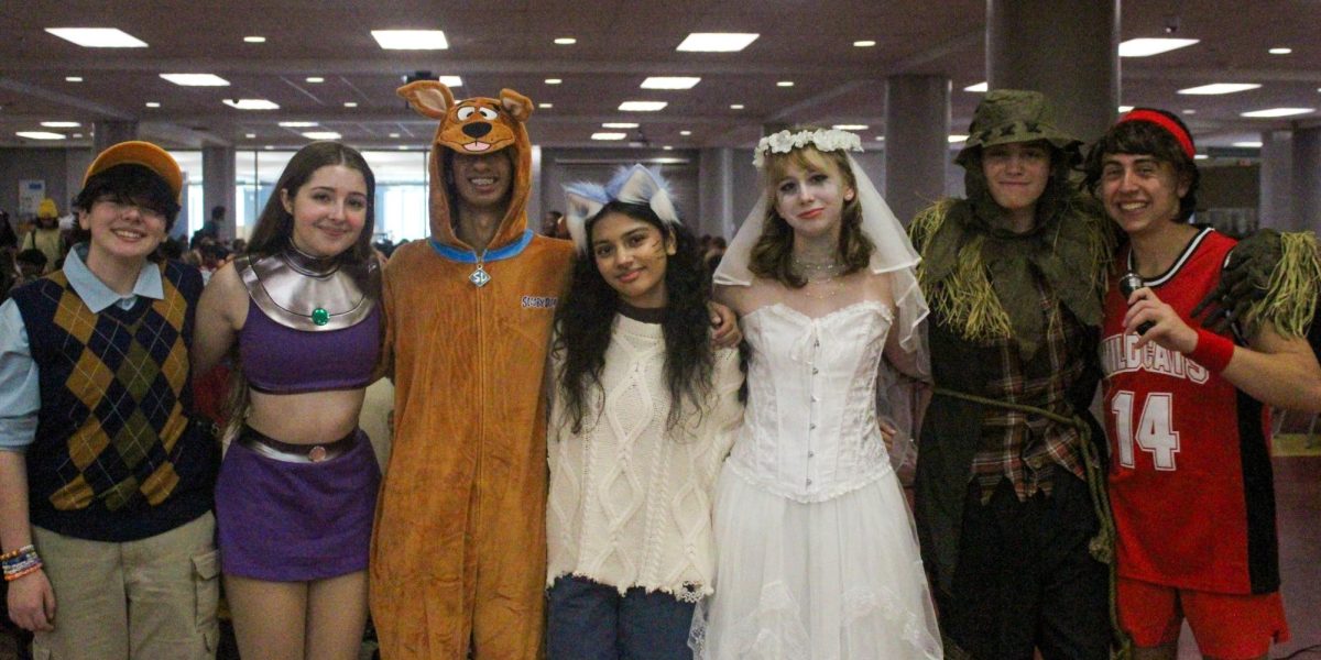 From left: Sophomore Crowe Gertsen, Sophomore Amelia Patterson, Sophomore Yash Godbole, Junior Inaya Siddiqui, Sophomore Elsie Kirwan, Junior Jacob Sacek, Junior Zac Staskiewicz