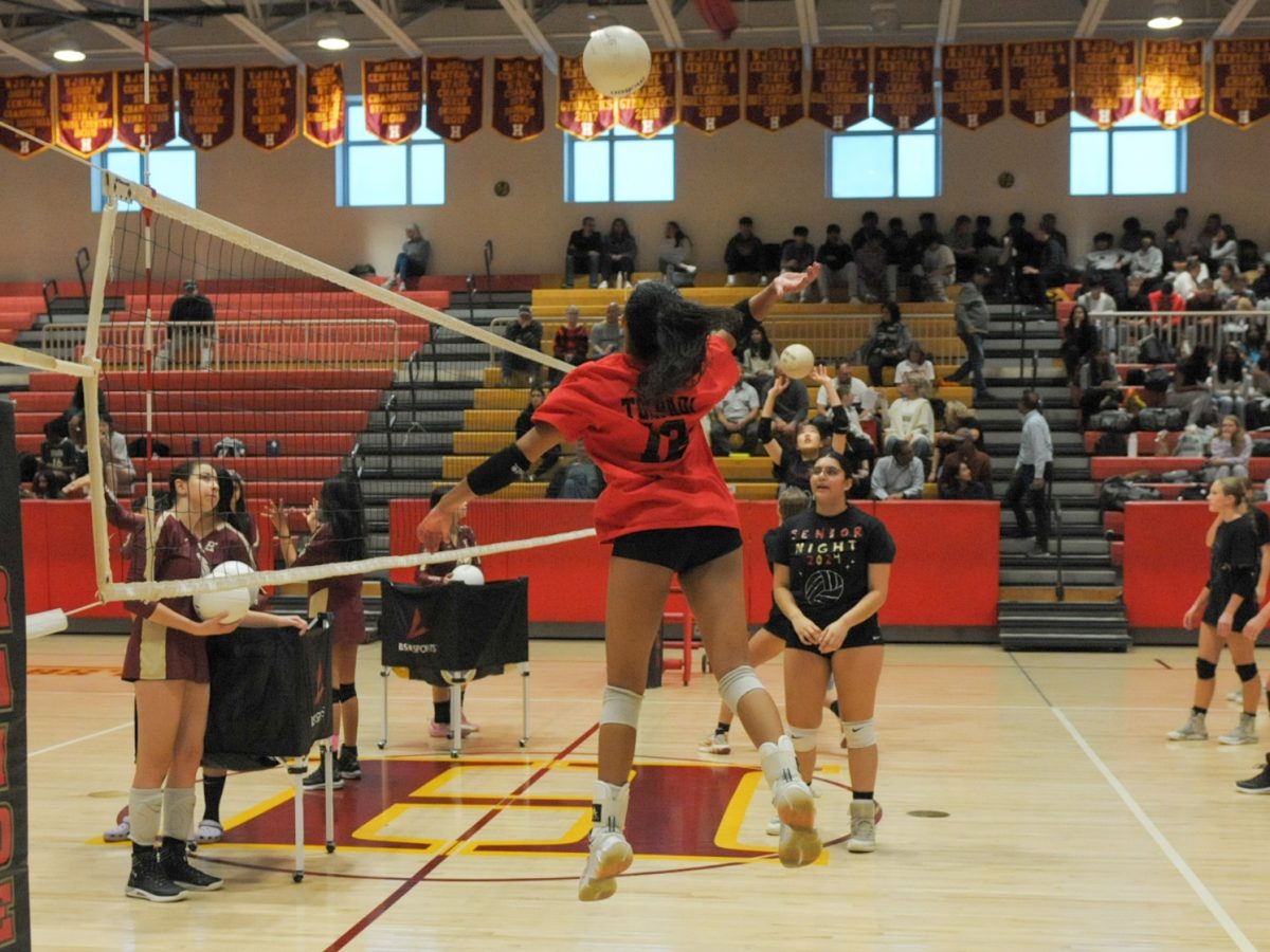 Senior, Outside Hitter, Neha Tolpadi warms up before the big game against West Windsor-Plainsboro South.