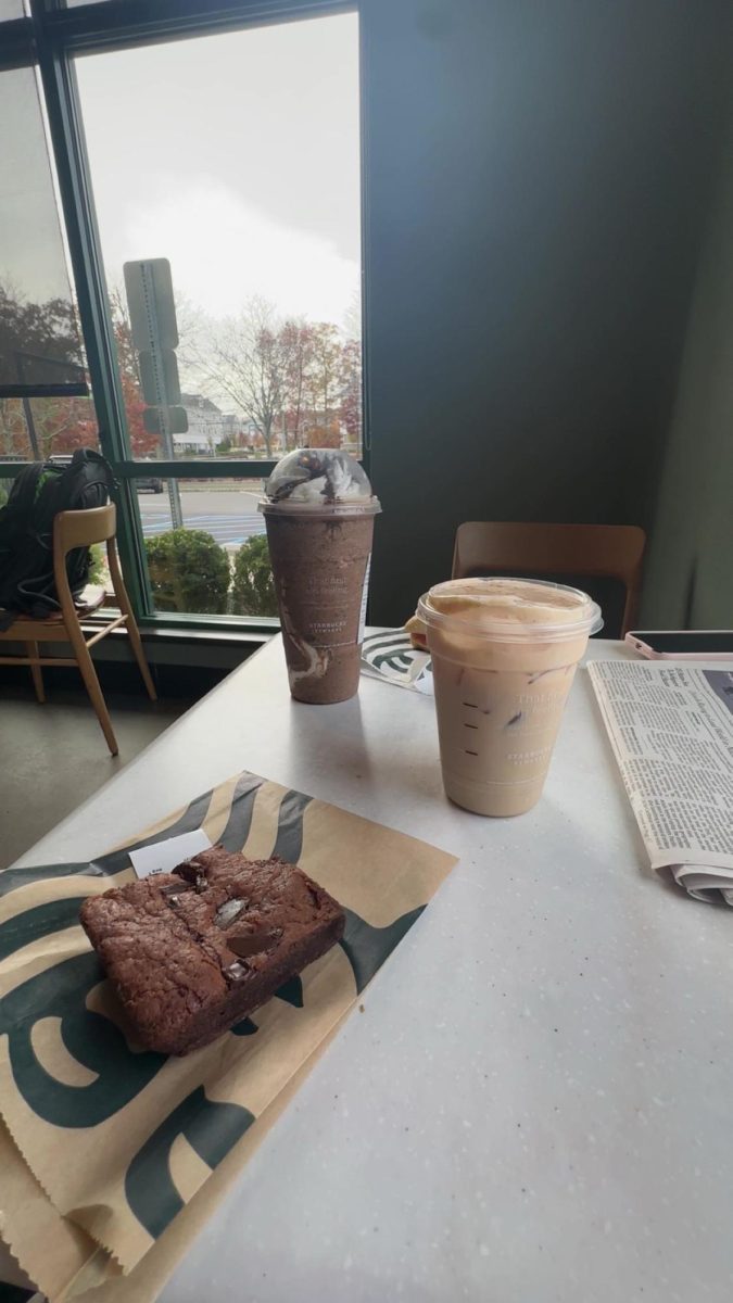 Fall flavored drinks (plus a brownie) are available at the local Starbucks. 