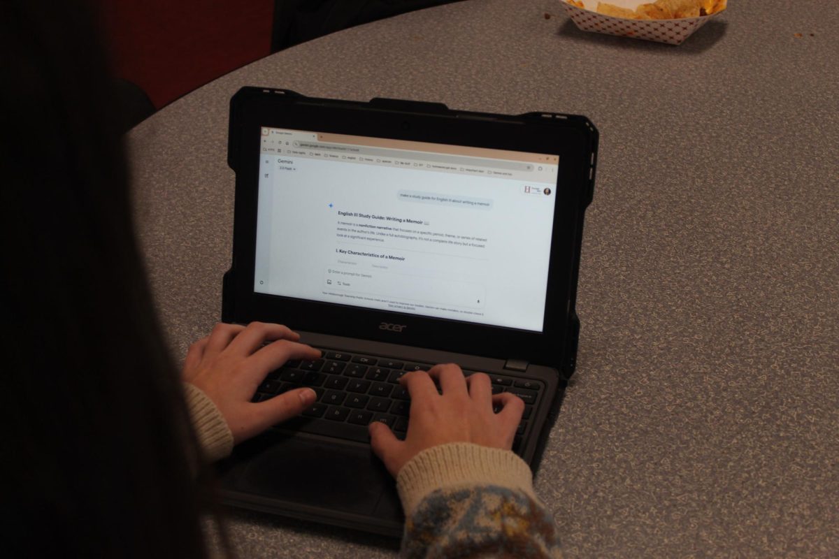 Junior Daniella Provenzano asks Gemini AI to help with an English III study guide.