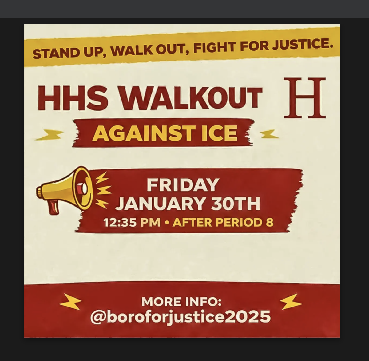 An instagram post invites students to participate in a walkout Friday, Jan. 30.