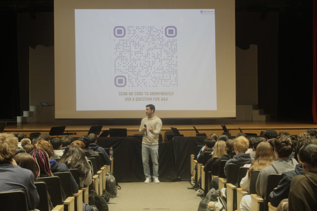Matthew Bocchi delivers his moving story to students and answers questions for students. 